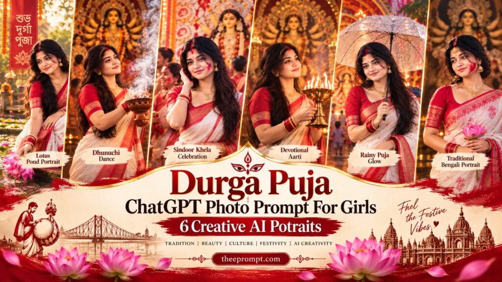Durga Puja ChatGPT Photo Prompt For Girls