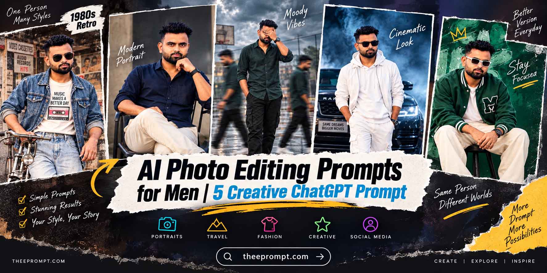 AI Photo Editing Prompts for Men | 5 Creative ChatGPT Prompt